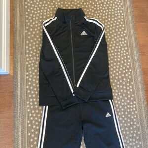 Adidas Black and White Track Jacket and Pants Set